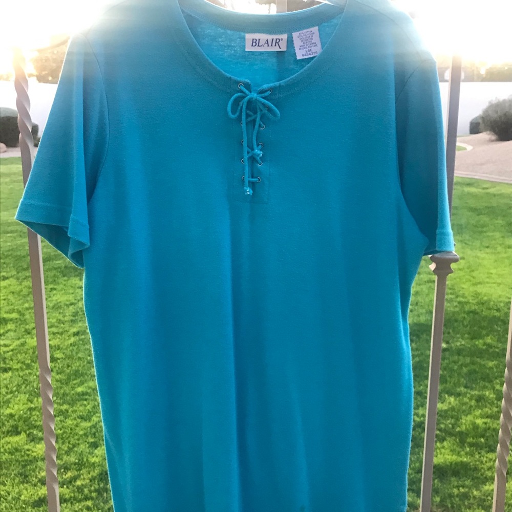 BLAIR Blue Top with Corset/Lace up Tie Front
